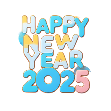 Niebieski napis szczęśliwego nowego 2025 roku